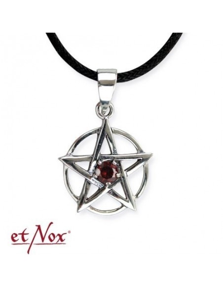 Pendentif Pentagramme Argent Et Pierre Rouge