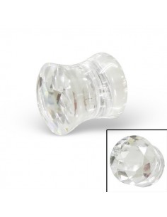 Piercing plug en cristal transparent