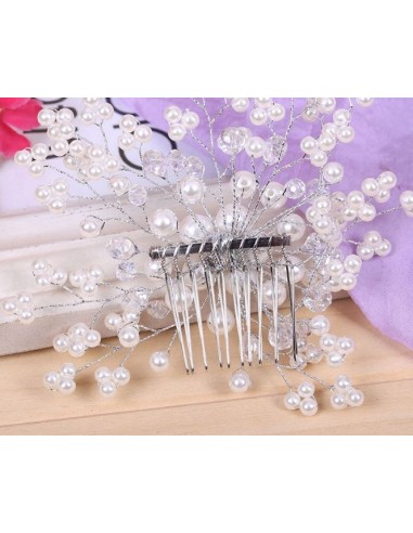 Bijou cheveux peigne de mariage perles et cristal modèle Arrim