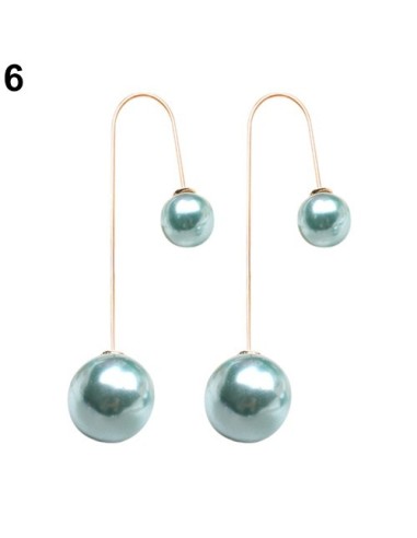 boucles d'oreille double perle bleu turquoise modèle Bridger