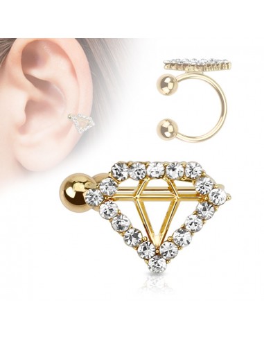 faux piercing anneau doré diamant