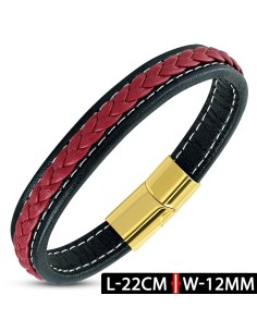 Bracelet cuir rouge modèle beeker
