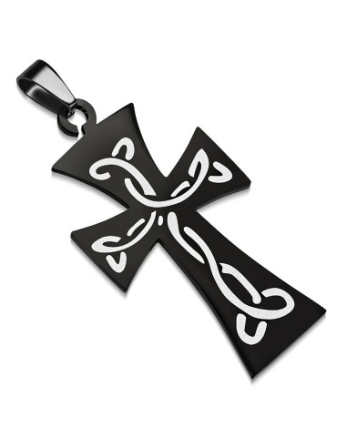 Pendentif croix celtique en acier noire modèle Brannant