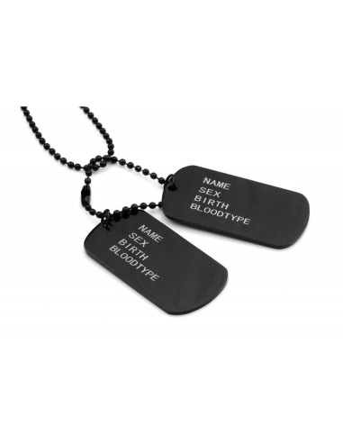 Collier plaques militaire noires modèle Bysshe