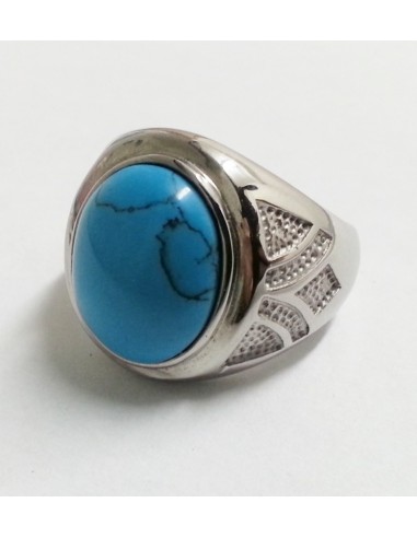 Bague acier et couleur turquoise modèle Binaiah