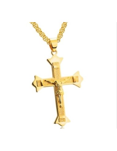 Collier croix acier doré modèle Baeck