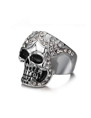 Bague skull en acier modèle Aretas