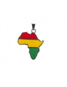 pendentif drapeau et carte de l'Afrique en acier.