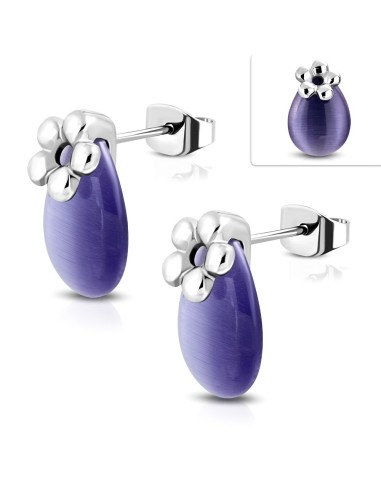 Boucles d'oreilles  oeil de chat violet  modèle Biebban