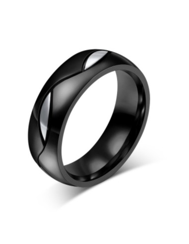 Bague acier noire modèle bayck