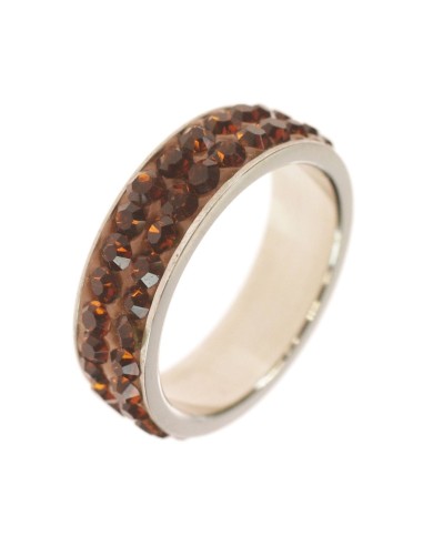 Bague acier strass ambre modèle Bryndt