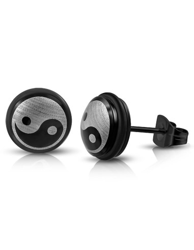 Boucles d'oreilles yin yang en acier modèle Aiaso