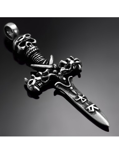 pendentif épée skull en étain modèle Burtran