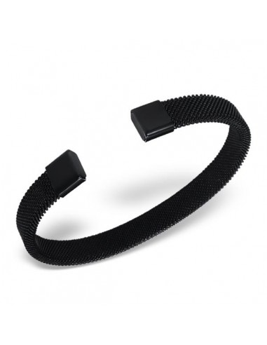 Bracelet jonc noir acier femme