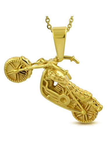 Pendentif moto en acier doré modèle Bobylas