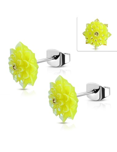 Boucles d'oreilles fleurs jaune