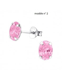 Boucles d'oreilles opale rose et argent modèle Algernu
