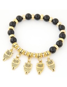 Bracelet chouettes et perles noires modèle Bibet