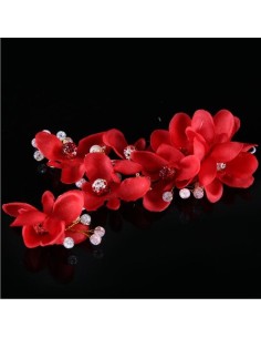 Bijou cheveux headband de mariage fleurs rouge modèle Beltazar
