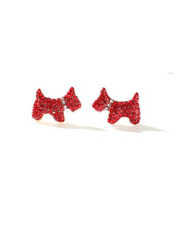 Boucles d'oreilles chien rouge modèle Beptiste