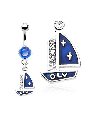 Piercing nombril bateau bleu voilier  modèle Baptiste