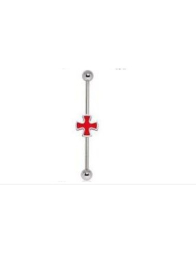 Piercing industriel croix rouge modèle Aiasu