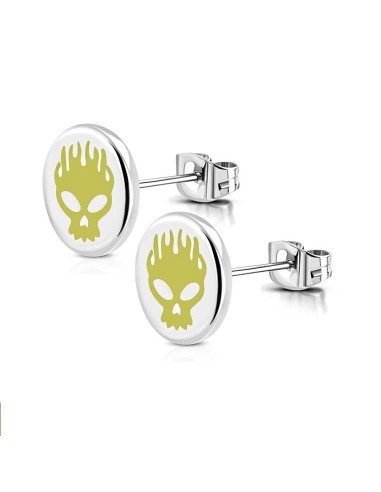 Boucles d'oreilles skull en acier modèle Amram