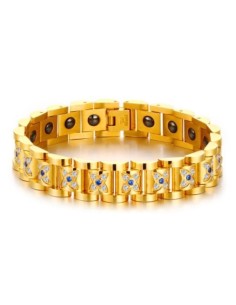 Bracelet acier doré et strass modèle Bassarion