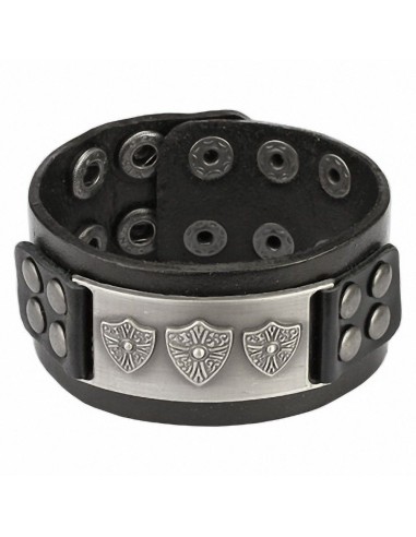 Bracelet cuir 22 cm style chevalier modèle Bissarion
