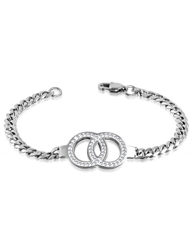 Bracelet double cercle en acier et strass modèle Arrum