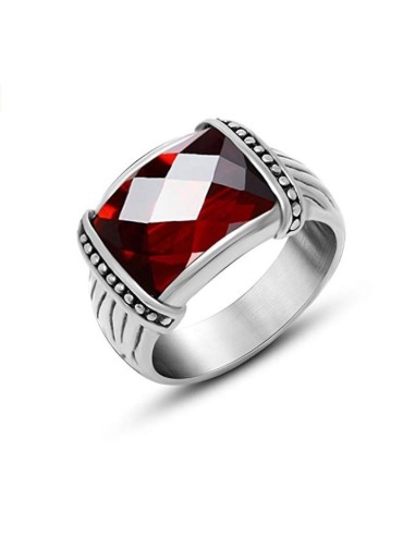 Bague acier rouge modèle Byatrice