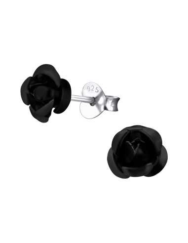 Boucles d'oreilles roses noires en argent modèle Banigne
