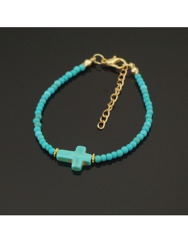 Bracelet croix style turquoise