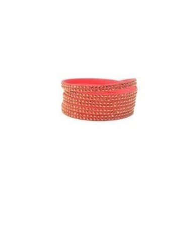 BRACELET WRAP STRASS 6 RANGS corail modèle Ariele