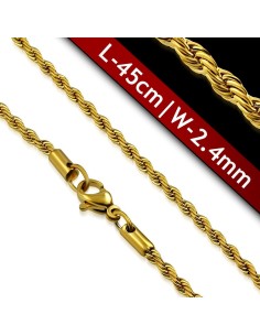 Chaîne acier doré maille corde 45 cm modèle Byrtram