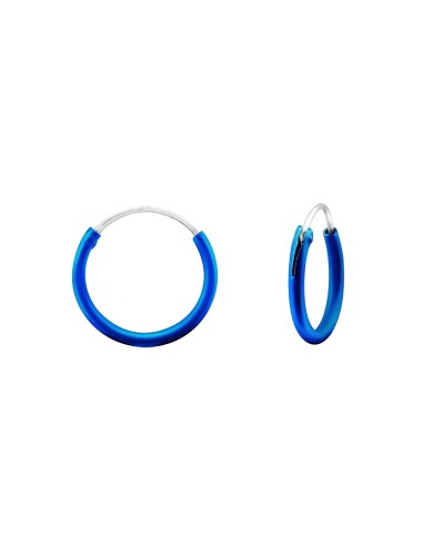 Boucles d'oreilles créoles bleu en 12 mm  modèle Binnet