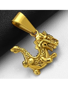 Pendentif dragon en acier doré modèle Amblo