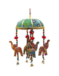Mobile décoratif avec 5 éléphants ETHNIQUE habillés modèle Alubert