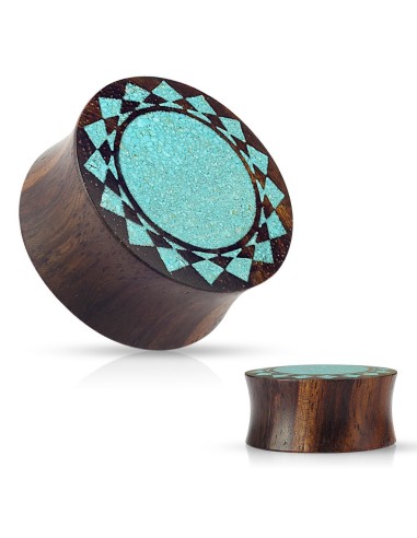 Piercing plug bois et turquoise modèle Acacias