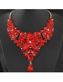 Collier rouge strass mode