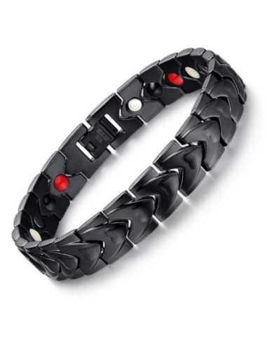 Bracelet acier  noir magnétique modèle Avramis