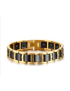 Bracelet acier doré et noir modèle Ambres