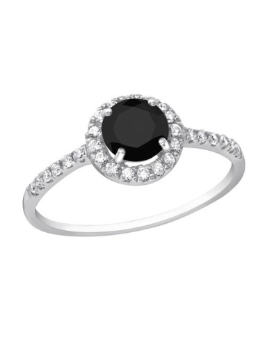 Bague  argent et zircone noir  modèle Aroldu