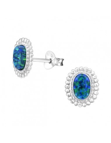 Boucles d'oreilles opale bleue et argent modèle Algernni
