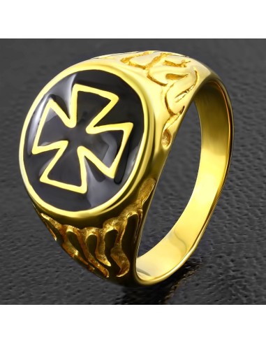 Bague Croix de Malte en acier modèle  Adhume