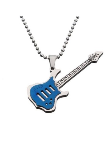 Pendentif guitare bleue en acier modèle Buhnam