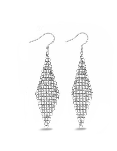 Boucles d'oreilles  argentées forme losange modèle Fang