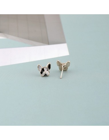 Boucles d'oreilles chien noir et blanc modèle Vinsyl