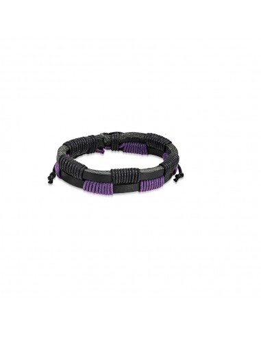 Bracelet cuir violet et noir modèle Vancyl