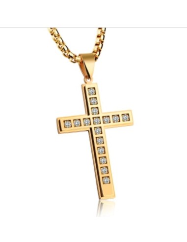 Collier croix acier doré modèle Naturys